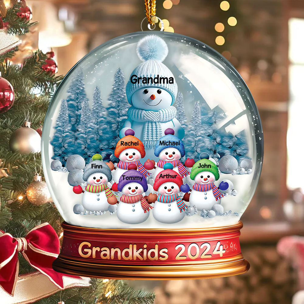 Custom Grandma With Grandkids Snowball Ornament