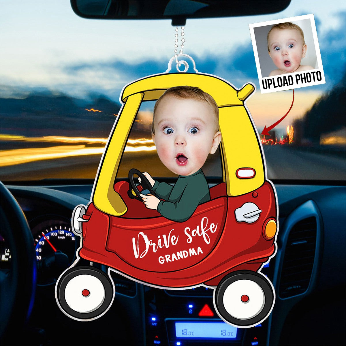 Drive Safe Daddy - Personalized Car Photo Ornament - woohops