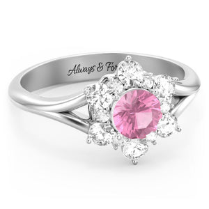 Memorial Personalized Birthstones Name Ring