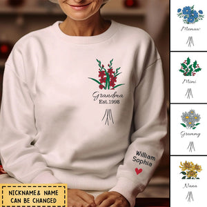 Grandma Birth Month Flowers Personalized Sweatshirt