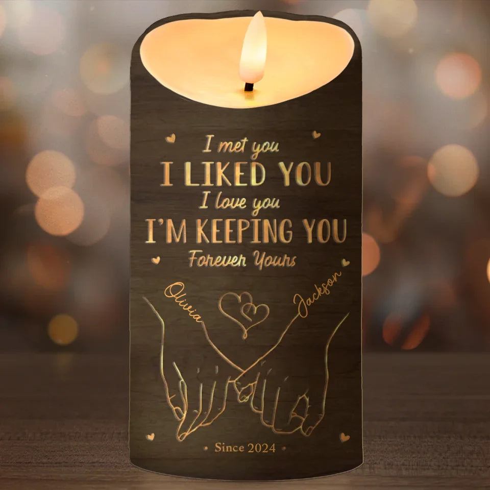 Love Is A Flame That Never Goes Out - Couple Personalized Custom LED Candle