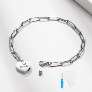 Personalized Heart Pendant Memorial Urn Bracelet - Gift For Christmas