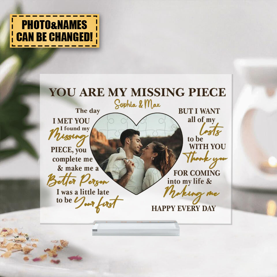 Personalized Couple Photo Acrylic Plaque - You Are My Missing Piece