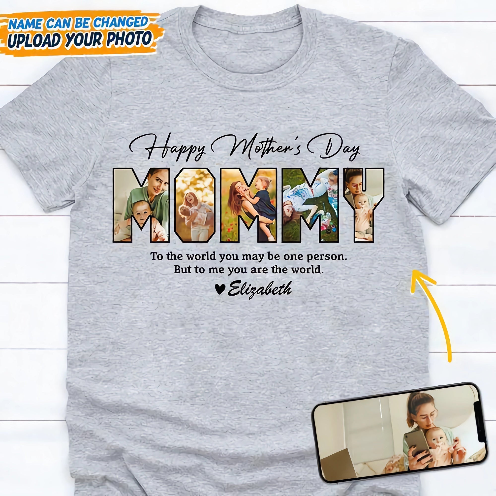 Custom Photo Happy Mother's Day To My World Bright Shirt