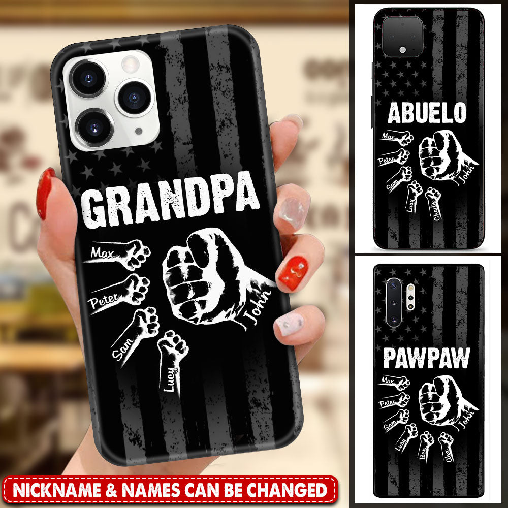 Personalized Grandpa with Grandkids Hand to Hands Phone case