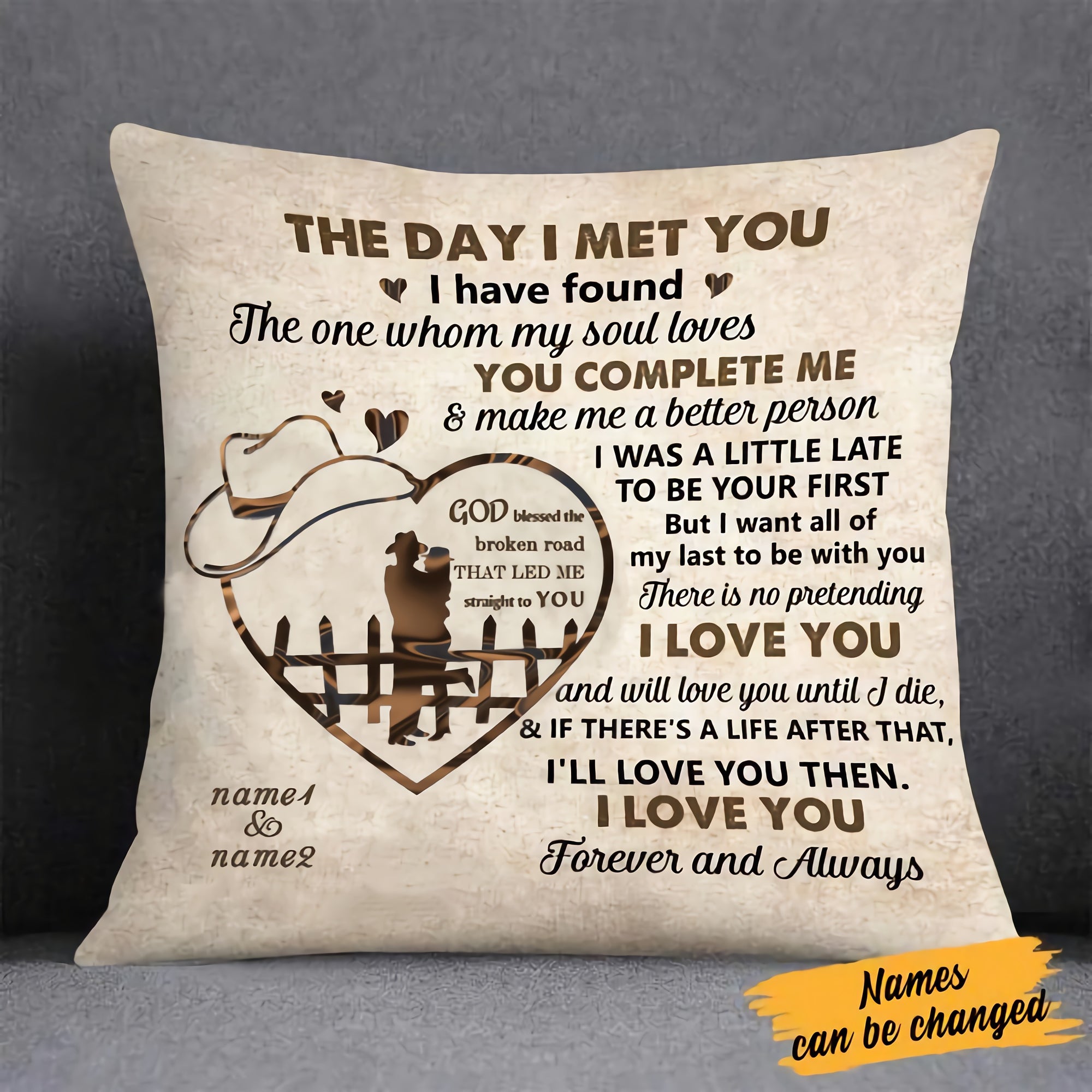 COUPLE COWBOY AND COWGIRL GOD BLESSED PERSONALIZED Pillowcase