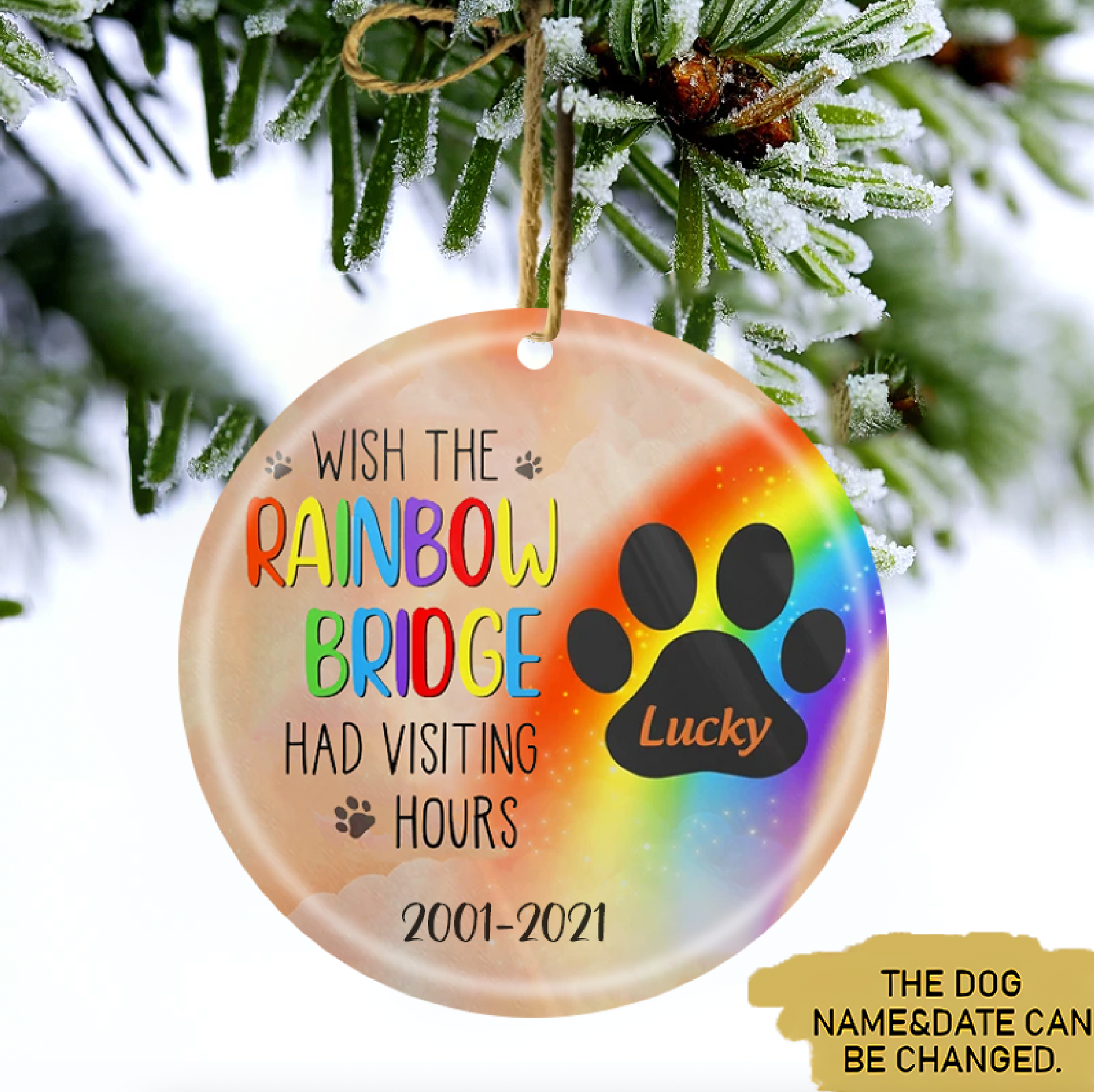 Personalized Custom Pet Memorial Gift Dog Ornament