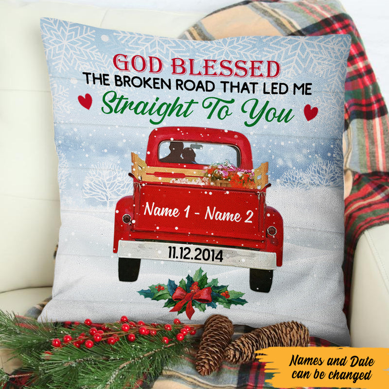 Love Couple Red Truck Christmas Personalized Pillowcase