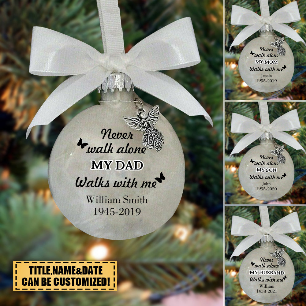 Commemorate Ornaments Feather Ball - Never Walk Alone Memorial Ornament