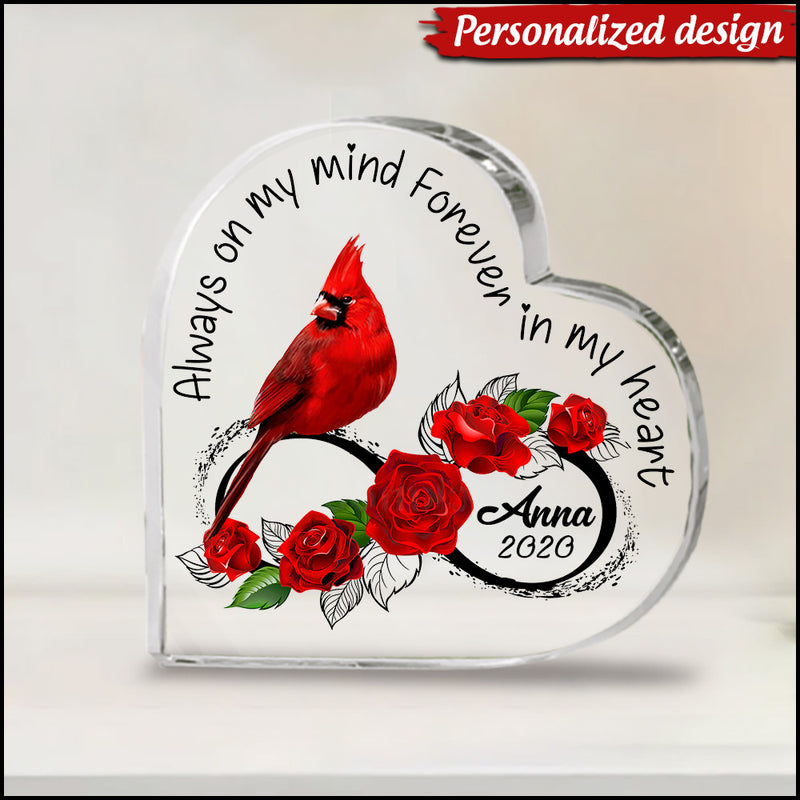 Forever In Our Hearts Memory Personalized Cardinal Acrylic Plaque