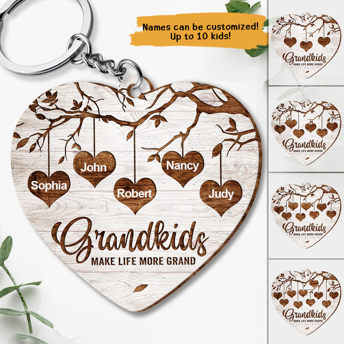 Grandkids Make Life More Grand -Personalized Keychain - Mother's Day Gift For Grandma