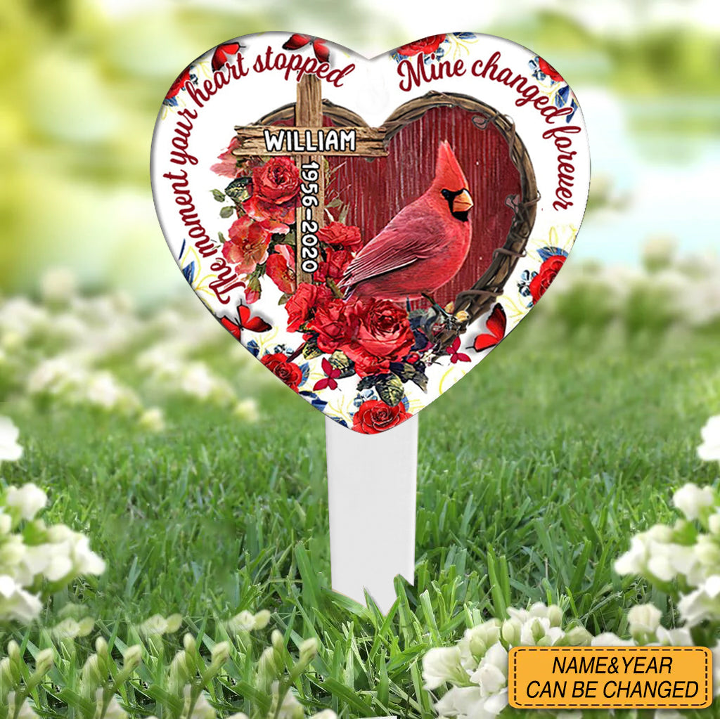 THE MOMENT YOUR HEART STOPPED MEMORIAL PERSONALIZED Garden Stake