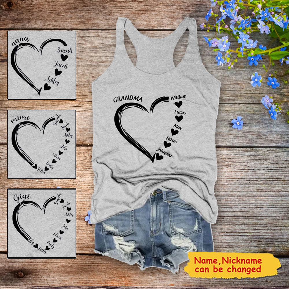 Personalized Sweet Heart Grandma, Nana, Mom Kids Tank Top