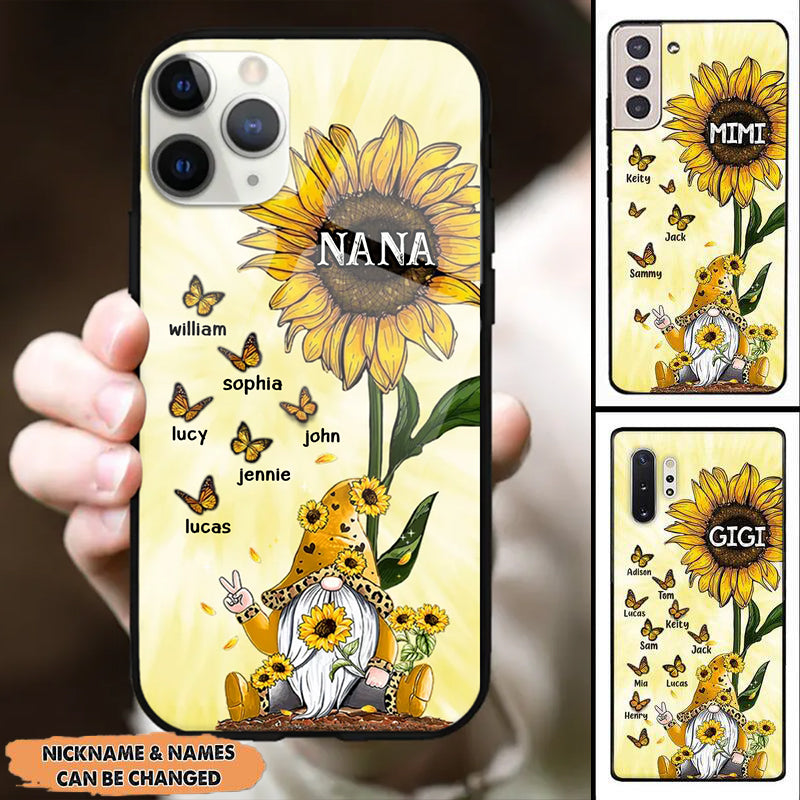 Sunflower Grandma Mom Butterfly Kids Personalized Phone Case