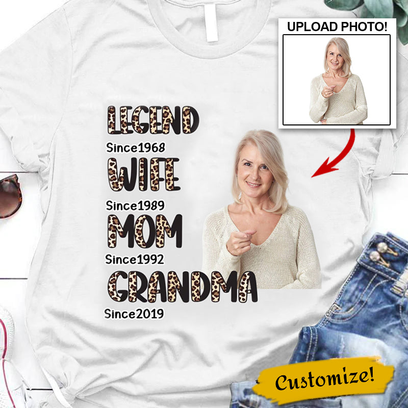 Custom Photo Legend Wife Mom Grandma Mother's Day Shirt