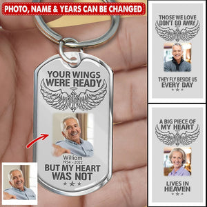 Upload Photo Family Loss Angel Wings Memorial Gift Personalized Keychain
