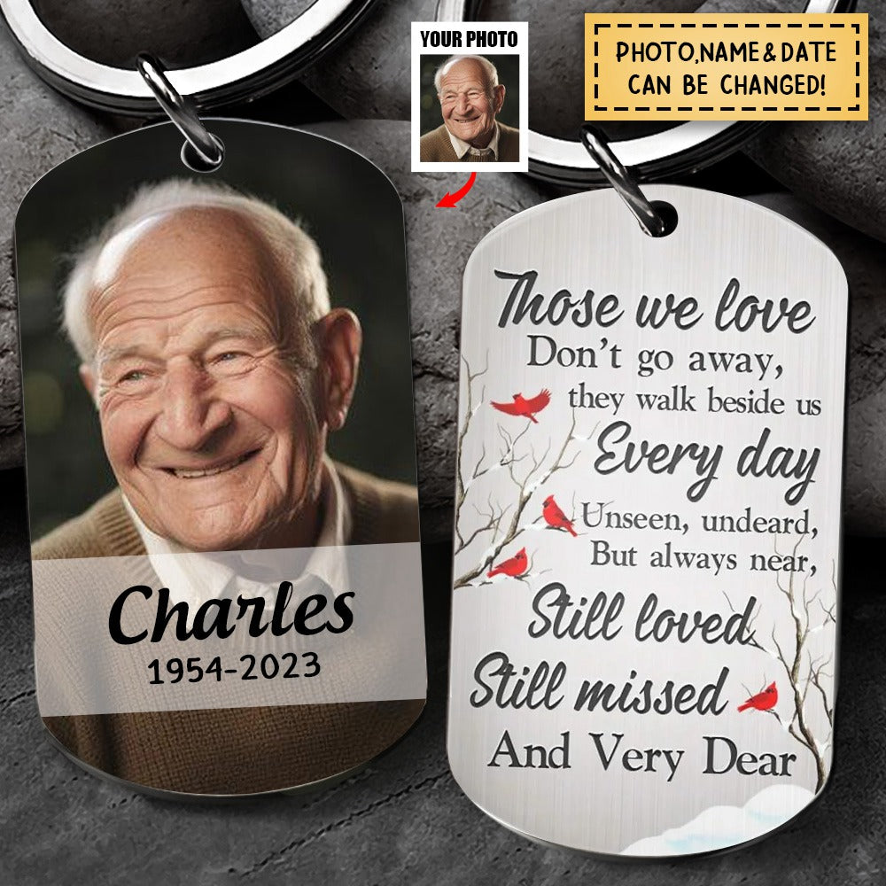 Custom Photo Those We Love Don't Go Away - Memorial Gift - Personalized Aluminum Keychain