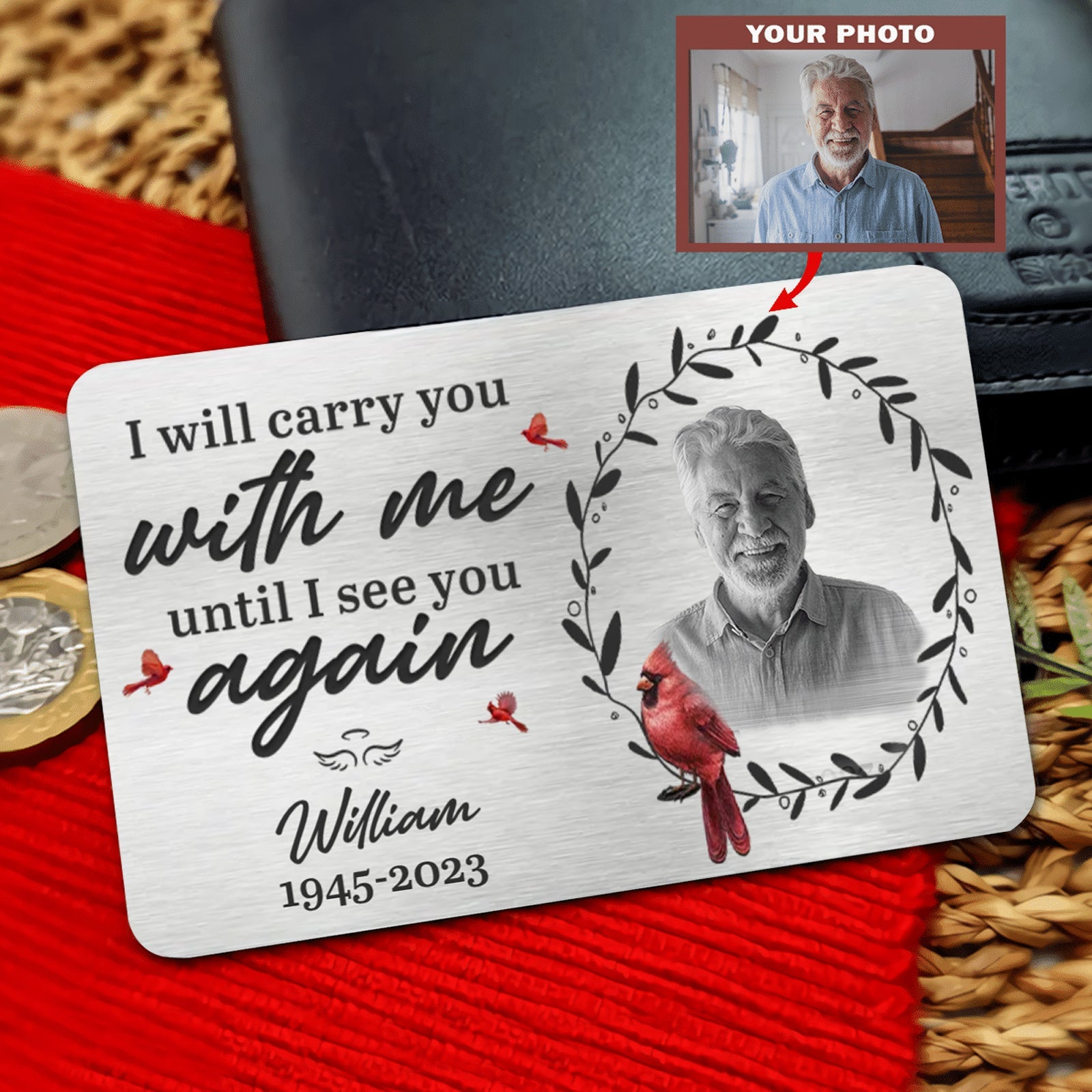 Custom Photo Always On My Mind - Memorial Personalized Custom Aluminum Wallet Card