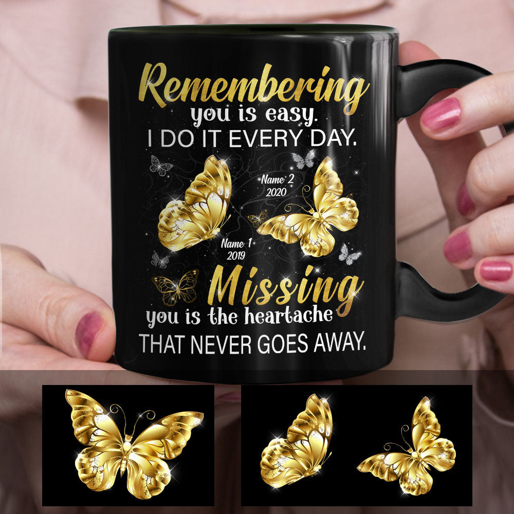 Remembering you is easy Custom Memorial Black Mug