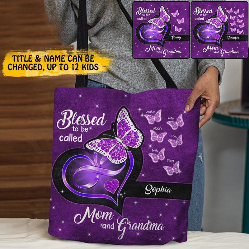 PERSONALIZED BLESSED TO BE CALLED MOM/GRANDMA TOTE BAG