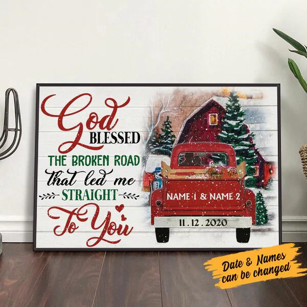 Red Truck Couple Christmas Gift -Personalized Poster