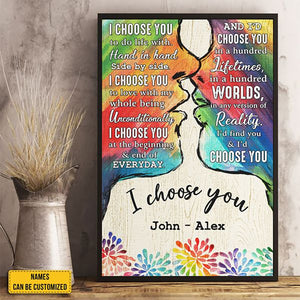 I Choose You To Do Life With - Couple Personalized Custom Vertical Canvas - Gift For Couples