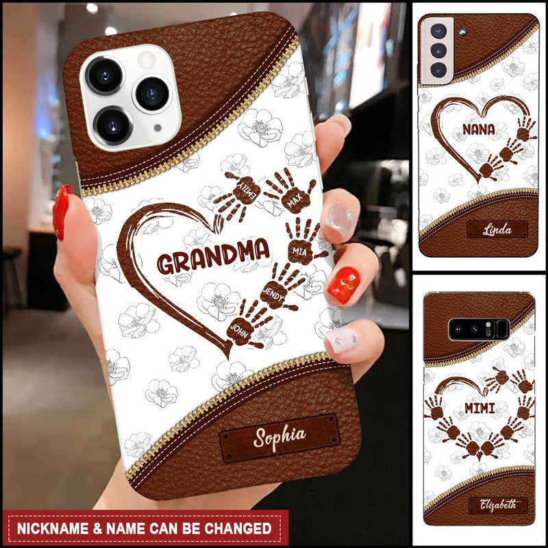 Personalized Grandma Mom Heart Kids Handprints Phone case