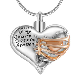 A Piece Of My Heart Lives In Heaven Memorial Necklace