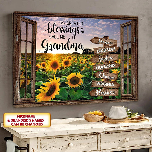 Personalized Gifts for Grandma, Christmas Gift for Grandmother, Birthday:  My Greatest Blessings Call Me GRANDMA, Burlap Print - GRANDMA CAN BE