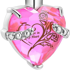 constantlife Crystal Heart Shape Cremation Jewelry Memorial Urn Necklace