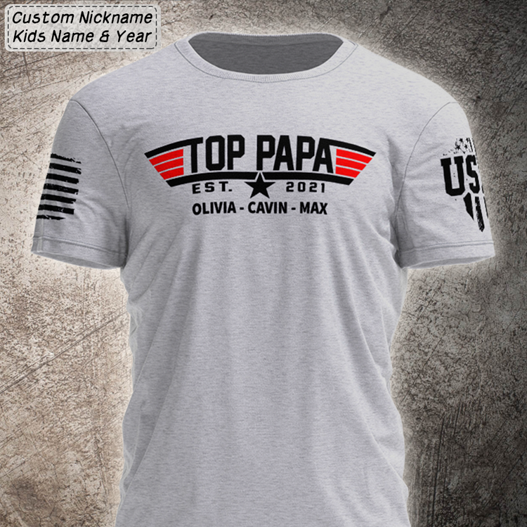 Top Papa Est Shirt, Custom Papa Est With Grandkids, Father's Day Gift T-shirt